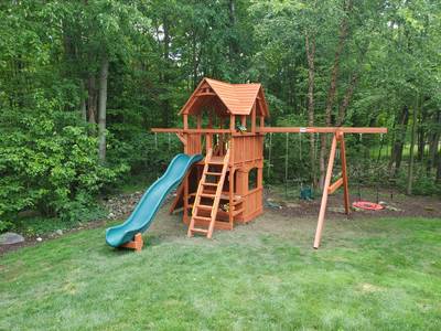 Woodplay wooden playset playground with slide Medina, OH